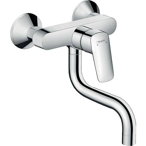 Mitigeur d'évier mural Hansgrohe Logis M31 avec bec pivotant saillie 209 mm chrome