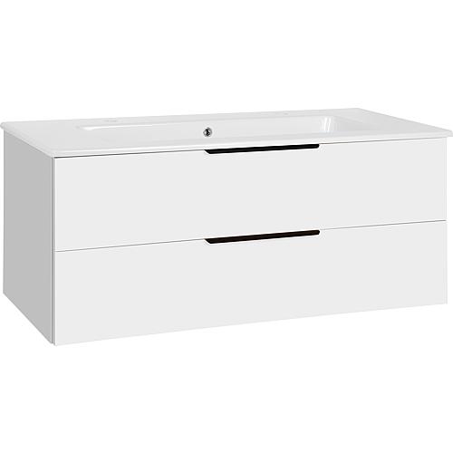 Meuble sous vasque + vasque ceramique LOSSA blanc brillant 2 tiroirs largeur 1210 mm
