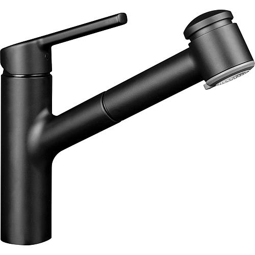 Mitigeur d'évier KWC Luna E douchette extractible saillie 220 mm noir mat