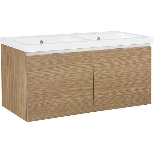 Armoire sous-lavabo Epic avec double vasque en fonte minérale, avec 2 blocs coulissants en façade Standard 7