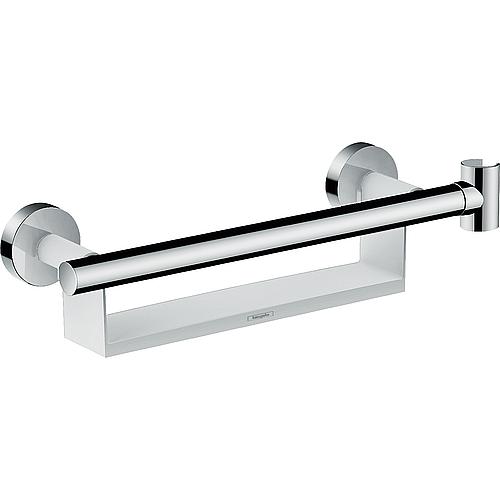 Poignée de maintien Hansgrohe Comfort, blanc/chrome, avec fixation douchette et étagère