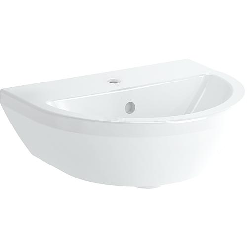 Lave-main VitrA Integra 450x360mm, blanc, avec trop-plein 1 trou robinet milieu, forme ronde