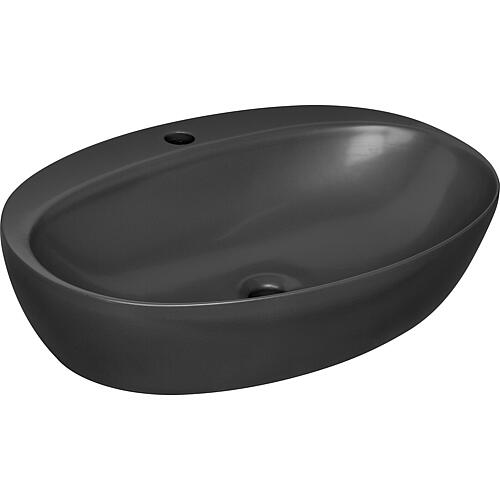 Vasque à poser Elanda 600x420mm céramique avec trou robinet, noir mat