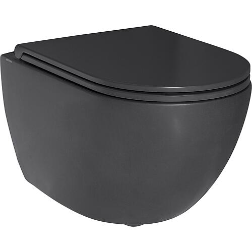 Pack combiné Elanda WC suspendu à fond creux, noir mat, sans bride, avec abattant WC softclose Anwendung 1