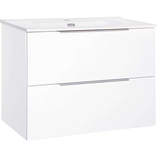 Meuble sous-vasque+Meuble sous-vasque Bali, laqué blanc brillant, 2 tiroirs, 810x620x460mm