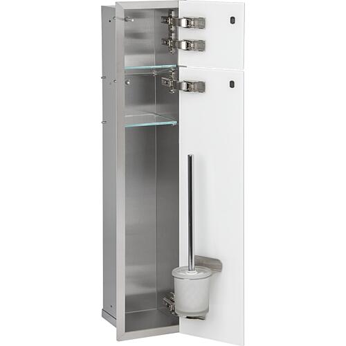 Caisson WC mural inox brossé Flat 2 portes vitrées blanches l x h : 178 x 825 mm butée à droite