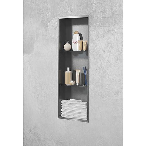 Niche murale encastrable, ouverte, hauteur 900mm, 2 étagères en verre Anwendung 2