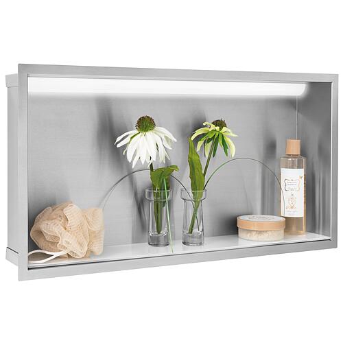 Niche murale encastrée en acier inoxydable, ouverte 600, éclairage LED Anwendung 2