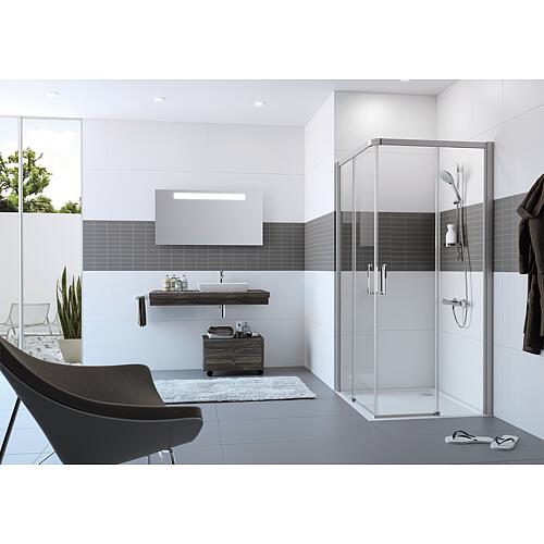 Cabine de douche d’angle Classics 2 EasyEntry, 2 portes coulissantes et 2 parties fixes en verre Standard 1