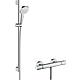 Kit de douche avec theromostat Hansgrohe Croma Select E Vario, barre de douche 900mm, douchette Ø 110mm, flexible de douche,chrome