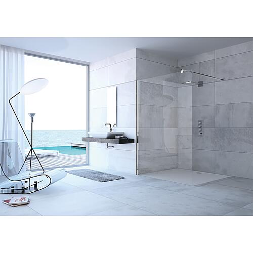 Paroi de douche Walk-In en verre Hüppe modulaire avec kit de profilés muraux, LxHxP:1090-1210x2000x6 mm ETC argent mat