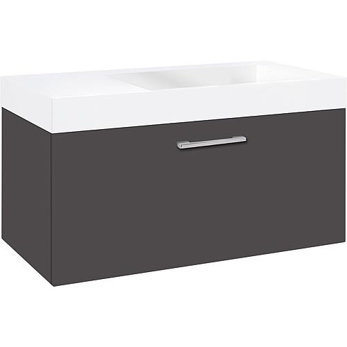 WTU+WTU en fonte minérale ELISA anthracite brillant 1 tiroir 905x534x505mm