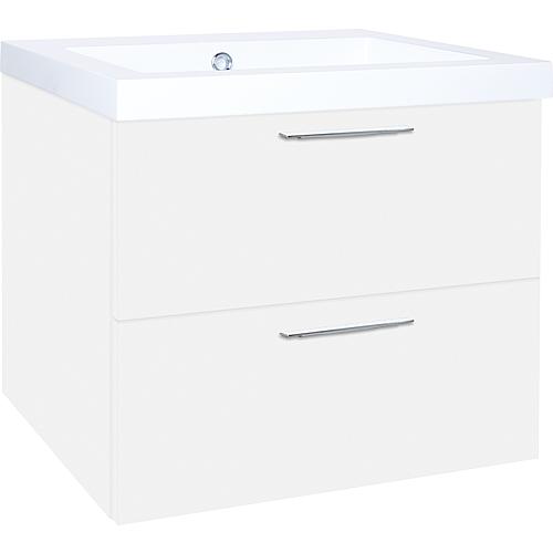 Meuble sous vasque + vasque fonte minérale EKRY 2 tiroirs blanc mat 610x550x510 mm