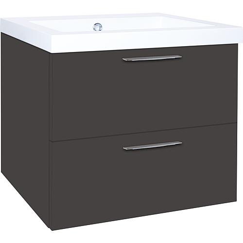 WTU+WT en fonte minérale EKRY anthracite mat 2 tiroirs 610x550x510mm
