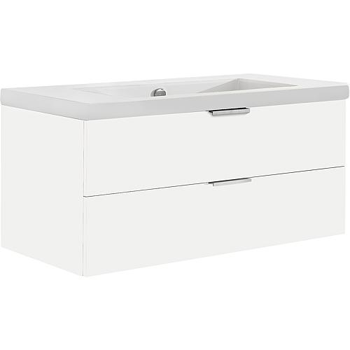 Meuble sous-vasque Epil avec vasque en céramique, largeur 1060 mm, 2 tiroirs Standard 2