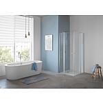Cabine de douche d'angle TwiggyPlus
2 portes battantes et 2 paroies fixes en verre avec 2 barres de stabilisation