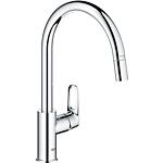 Robinetteries de cuisine Grohe BauFlow avec bec extractible, commande latérale, Bec orientable Saillie bec 215 mm chrome