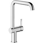 Mitigeur d'évier KWC Bevo E Bec orientable Saillie 220 mm poignée latérale inox brossé