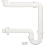 Siphon tubulaire à faible encombrement, plastique blanc DN 40 (1 1/2") x 40 mm, y compris réducteur sur DN 32 (1 1/4")