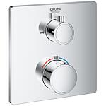 Mitigeur thermostatique de baignoire encastré Grohtherm, Rosace 158 x 158 mm, inverseur 2 voies