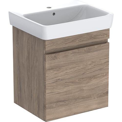 Meuble sous vasque + vasque céramique Geberit Renova Plan 700x616x480 mm noyer épais