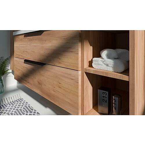 Kit meuble de salle de bain Lossa avec 2 blocs coulissants en façade et 2 étagères