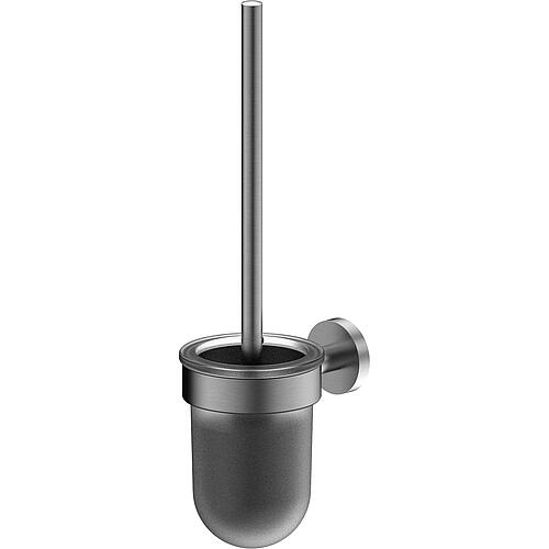Garniture de brosse WC Eldrid avec support mural laiton/acier inoxydable couleur Gunmetal