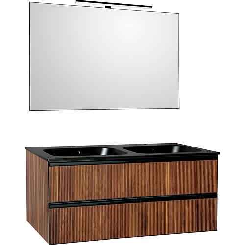 Kits de meubles de salle de bains Benaro noyer avec lavabo en céramique noir mat Standard 1