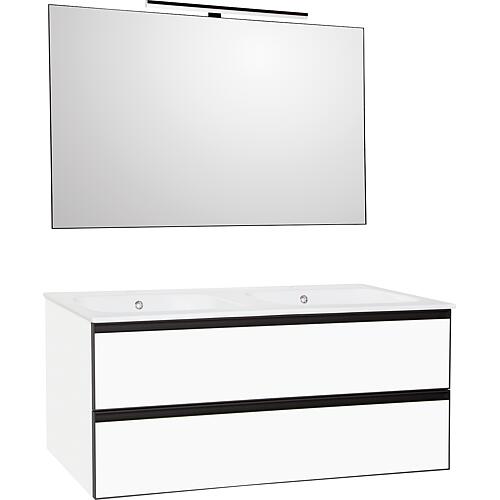 Kit de meubles de salle de bains Benaro blanc mat avec lavabo en Céramique blanc Standard 1