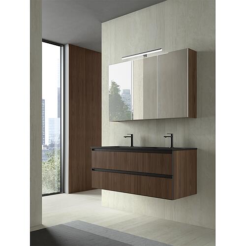 Kits de meubles de salle de bains Benaro noyer avec lavabo en céramique noir mat Anwendung 1