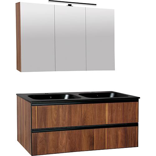Kits de meubles de salle de bains Benaro noyer avec lavabo en céramique noir mat Standard 1