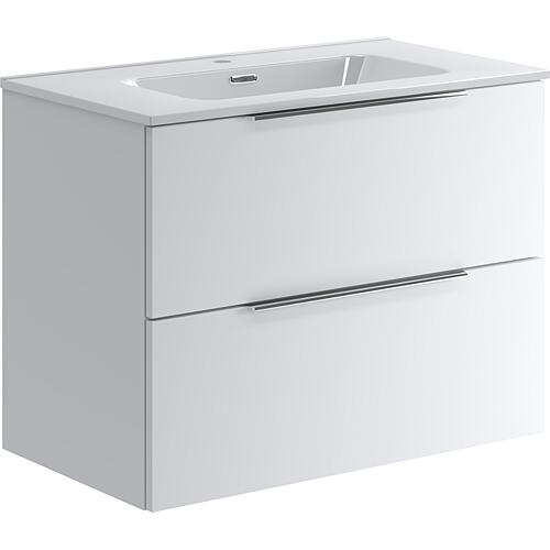 Ensemble meubles de salle de bain BALI 2.0 Céramique WT, blanc brillant laqué 2 tiroirs largeur 810 mm
