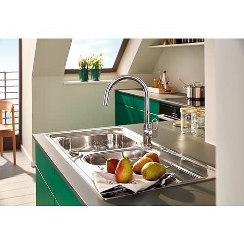Mitigeur d'évier Grohe BauFlow avec bec extractible, poignée latérale