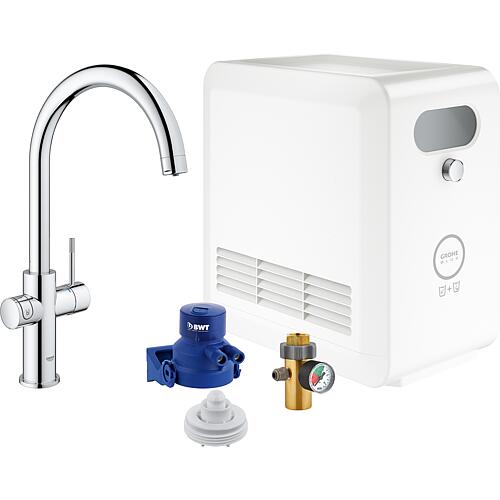 Spültischmischer Grohe Blue Professional Starter Kit, C-Auslauf chrom mit Kühler