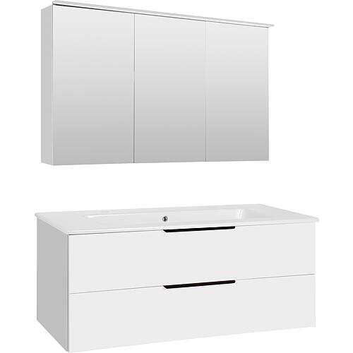 Kit de meubles de salle de bains LOSSA blanc brillant 2 tiroirs largeur 1210 mm