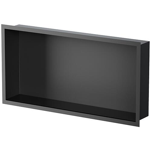 Niche murale pour zone humide avec cadre de montage et manchette d'étanchéité 624x324x100mm, revêtement par poudre noir