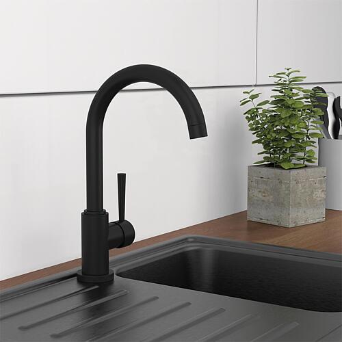 Mitigeur d'évier Malleo Bec orientable, Saillie 185 mm noir mat