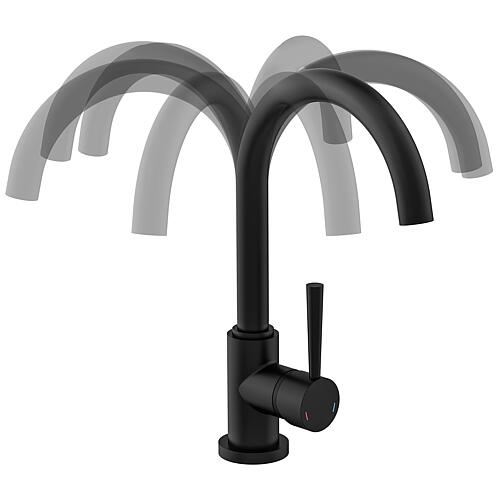Mitigeur d'évier Malleo Bec orientable, Saillie 185 mm noir mat