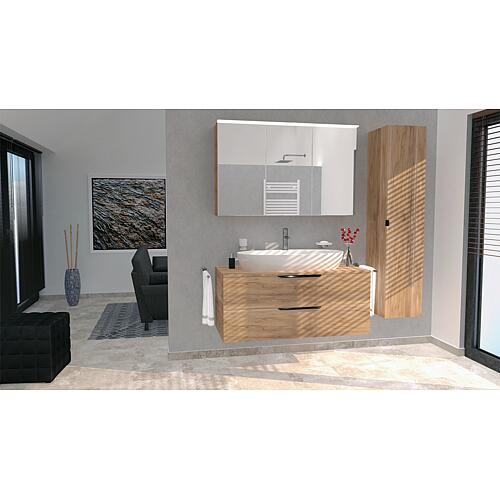 Badmöbel-Set Lossa 2 Auszüge mit Abdeckplatte und 1x Siphonausschnitt Asteiche Cortina