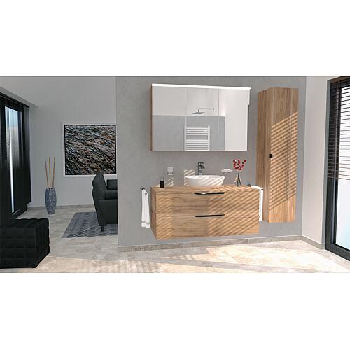 Badmöbel-Set Lossa 2 Auszüge mit Abdeckplatte und 1x Siphonausschnitt Asteiche Cortina