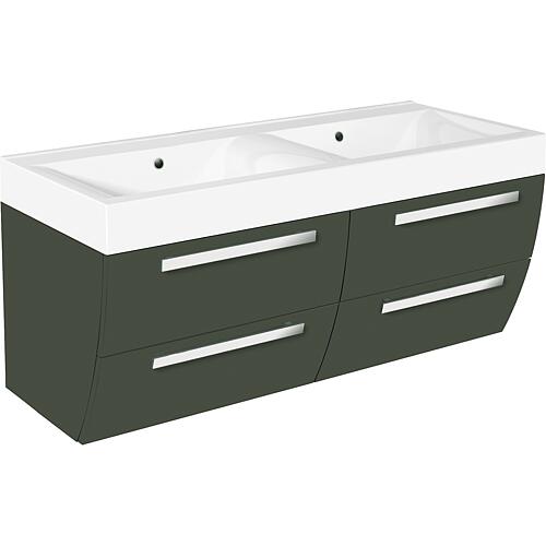 Meuble sous-vasque+Meuble sous-vasque ENNA, graphite brillant, 4 tiroirs, 1200x544x500mm