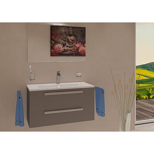 Kits de meubles de salle de bain EDIA Séries MAB graphite mat, 2 tiroirs largeur 853mm