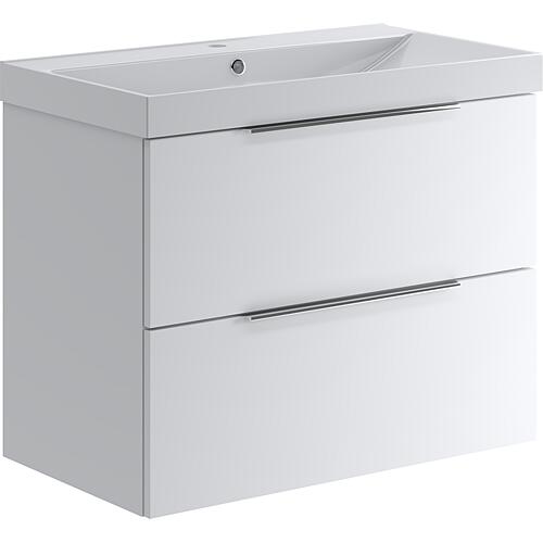 Meuble sous-vasque + vasque en céramique BALI 2.0 laqué blanc mat 2 tiroirs largeur 810 mm