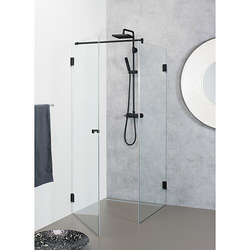 Cabine de douche Équerre Rock, 1 porte battante et 1 paroi latérale avec barre de stabilisation Standard 1