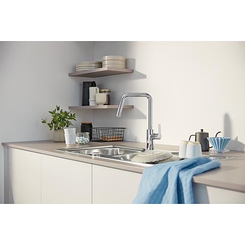 Mitigeur d'évier à capteur Grohe Eurosmart 2-en-1 hybride Saillie 221mm avec douchette extractible Anwendung 1