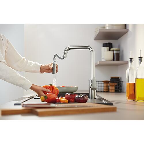 Mitigeur d'évier à capteur Grohe Eurosmart 2-en-1 hybride Saillie 221mm avec douchette extractible Anwendung 3