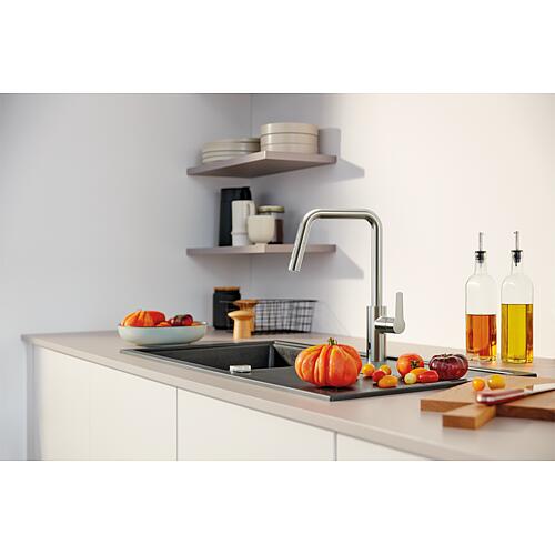 Mitigeur d'évier à capteur Grohe Eurosmart 2-en-1 hybride Saillie 221mm avec douchette extractible Anwendung 4