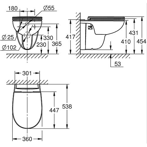 Pack combiné Grohe Bau Céramique, sans bride Anwendung 2