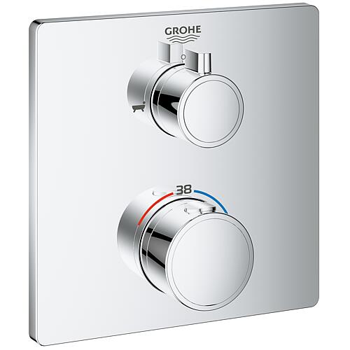 Mitigeur thermostatique de baignoire encastré Grohtherm, Rosace 158 x 158 mm, inverseur 2 voies Standard 1