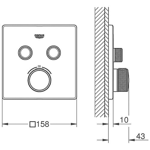 Thermostat encastré Grohtherm SmartControl, Rosace ø 158 mm, avec 2 vannes d'arrêt Anwendung 1